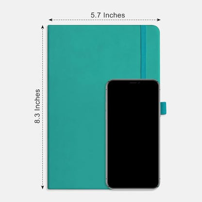 RETTACY Dotted Journal Notebook, 2-Pack, 160 Numbered Pages per Pack, A5 Medium Size (5.7'' x 8.3''), 120 GSM Thick Paper, Leather Hardcover, for Journaling, Planning, Tracking (Cyan & Cyan) - color: Cyan & Cyan, style: Dotted