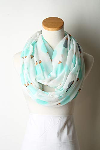 corciova Black Soft Girl Women Infinity Wrap Scarf Stretchy Jersey Knit Sleep Head Circle Scarf Continuous Loop Light Weight - color: Pattern White Green Hedgehog