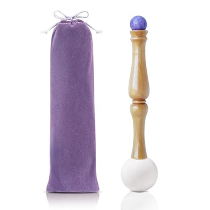 Singing Bowl Mallet,Rubber Mallet Striker with Silicone Head and Wooden Handle and Crystal Sphere for Playing Quartz Crystal Singing Bowls(Purple)
