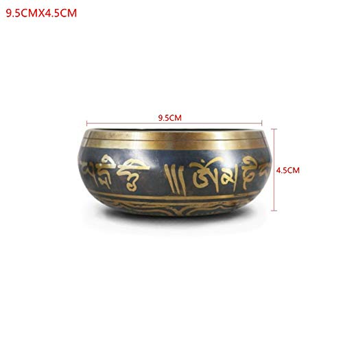 Tibetan Singing Bowl Buddhism Meditation Bell Hand Hammered Buddhist Brass Bowl (9.5CMX4.5CM) - size: 9.5CMX4.5CM