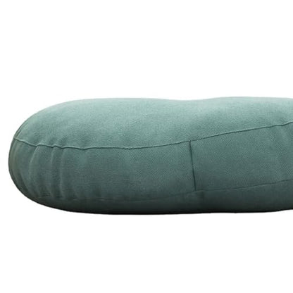 WJXBoos Round Floor Pillows,Extra Thick Large Cushion Pillows Seating Flax Tufted Corduroy Indoor Outdoor Seat Cushion Floor Seat Pads for Bay Window Tatami (Light Blue,17"x17"x5")