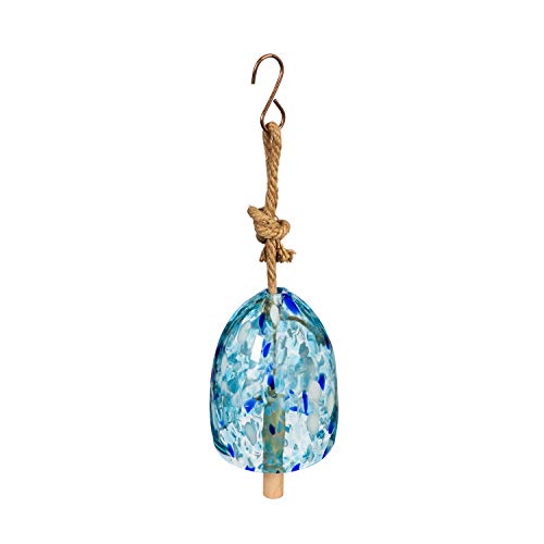 Evergreen Garden Colorful Art Glass Wind Chime | Light Blue| Solid Wood Striker | Natural Deep Tone | 8 Inches Tall | Beautiful Gift for Patio, Garden, Outdoor Home Decor