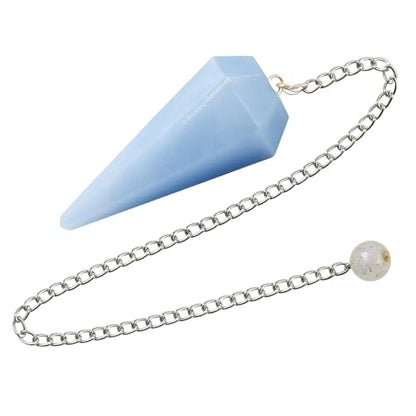Amazing Gemstone Blue Calcite Crystal Pendulum for Divination - Certified Dowsing Crystals and Healing Stones for Chakra Balancing and Meditation - Enhance Reiki Spiritual Growth - color: Blue Calcite