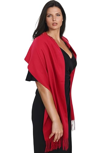 Ocomfly 100% Pashmina Scarf for Women - Premium Womens Scarves - Gift Boxed - Shawls or Wraps - Ultra Soft and Warm - color: Wine Red