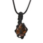 Crystal Tumbled Stone Pendant Necklace for Women Knotted Net Bag Leather Necklace Yoga Meditation Jewelry Gifts - color: Smoky Quartz