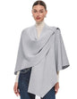 PULI Womens Large Cross Front Poncho Sweater Wrap Topper Knitted Elegant Shawls Cape for Fall Winter - color: Extra Warm Heather Grey