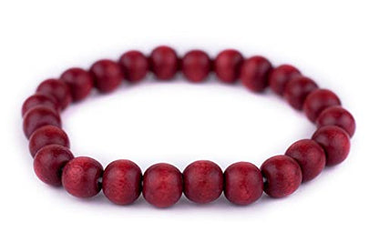 Wood Bead Bracelet - color: Cherry Red, size: Medium Beads