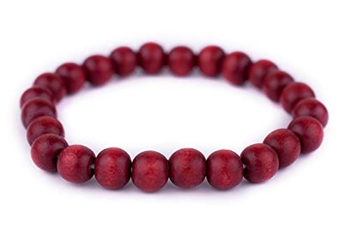 Wood Bead Bracelet - color: Cherry Red, size: Medium Beads