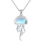 Sterling Silver Cute Animal Pendant Necklace Fox/Snake/Unicorn/Owl on Moon/Rabbit/Horse Necklace Jewelry for Women Mom Sister - style: Jellyfish