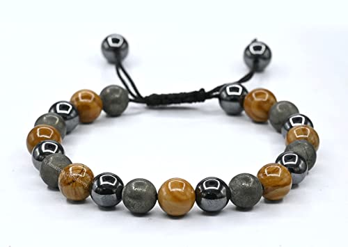 Amazing Gemstone New Beginnings Manifestation Bracelet - Yellow Jasper Pyrite Hematite Bracelet Set for Men Women Healing Calming Anxiety Stress Relief Gifts Pulseras Para Hombres Mujer (Adjustable) - color: New Beginnings