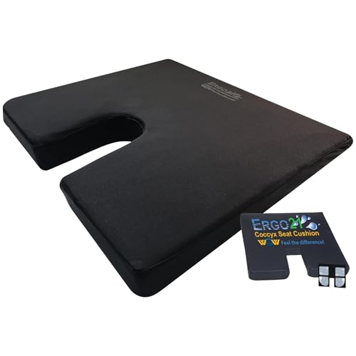 LiquiCell Coccyx Seat Cushion, Aid for Tailbone Pain Relief, Sciatica Pain, Back Support | Donut Like Butt Pillow for Long Hours Sitting at Home/Office Chair (18" W x 17" L x 2" H) - size: Large - 18" x 17" x 2"