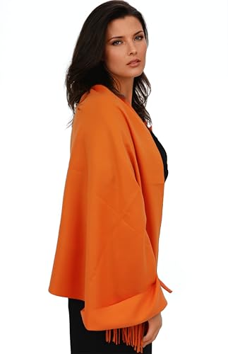 Ocomfly 100% Pashmina Scarf for Women - Premium Womens Scarves - Gift Boxed - Shawls or Wraps - Ultra Soft and Warm - color: Orange