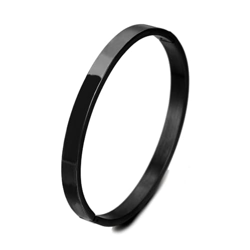 Gold Bangle for Women - 18K Gold Plated Stainless Steel Love Friendship Crystal Bracelets with Cubic Zirconia - color: C-6mm BLACK