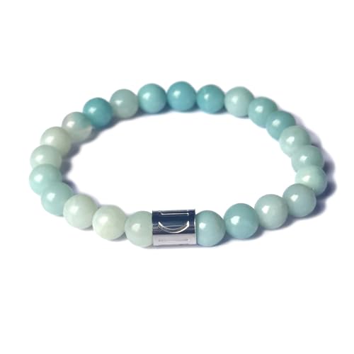 Morchic 8mm Genuine Gemstone Stretch Bracelet for Women Men Unisex, Natural Energy Crystal Stone Beads, Classic Simple Design Cuff Birthday Gift 7.5 Inch - color: Amazonite B