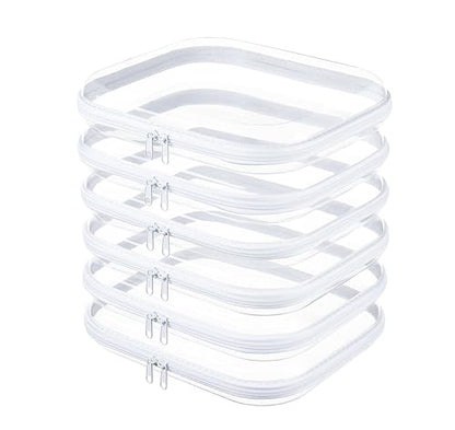 6-Pack Large Clear Hard Shell Zipper Pouches, Clear Zipper Bags, Hard Case Pouches for Purse & Diaper Bag Organizer,and Travel Essentials（6L） - size: 6L