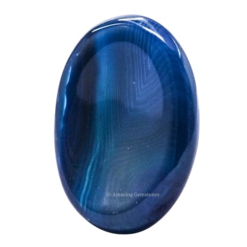 Amazing Gemstone Alma Blue Agate Worry Stone, Healing Crystals - Piedra Crystal Fidget for Gift, Meditation, Calming, Relaxation, Stress Relief - color: Blue Agate