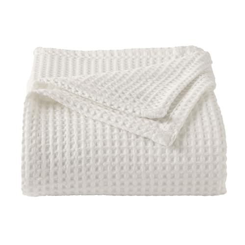 100% Cotton Waffle Weave Queen Bed Blanket | Soft, Breathable, and Lightweight Blanket for All-Seasons | Perfect for Layering | Brielle Collection (Full/Queen, Ivory) - color: Ivory, size: Full / Queen