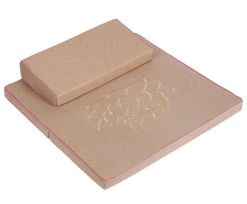 Handcrafted Meditation Mat,Portable Foldable Floor Cushion Outdoor Coconut Fibre Linen Yoga Cushion(Size:60x60cm(24x24inch),Color:Beige-1) - color: Beige-1, size: 60x60cm(24x24inch)