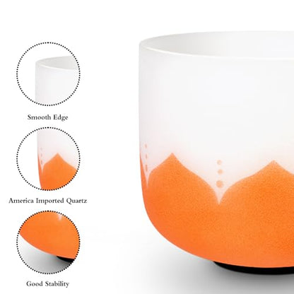 Leize 6-12 inch Lotus Design Chakra Tuned 432hz Set of 7 Quartz Crystal Singing Bowls with Heavy Duty Carrying Cases and Singing Bowl Mallet Suede Strikers - color: lotus design, size: Set of 7, 6-12", A-G Note, 432 hz