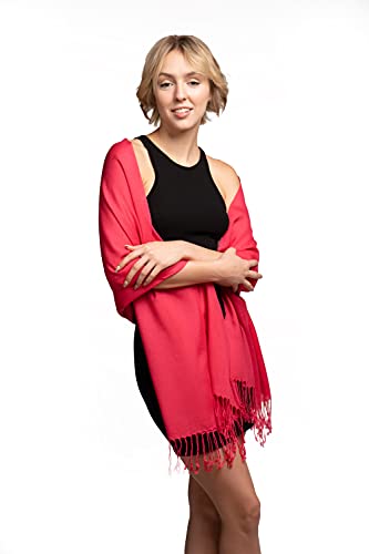 EURKEA Women's Scarf Pashmina Silky Soft Shawls Wraps Stole for Evening, Wedding and Gift - color: Coral