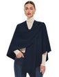 PULI Womens Large Cross Front Poncho Sweater Wrap Topper Knitted Elegant Shawls Cape for Fall Winter - color: Extra Warm Dark Slate Blue