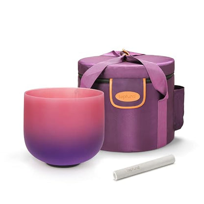 TOPFUND Pink Purple F Note Crystal Singing Bowl Heart Chakra 8 inch with Carrying Case and Suede Mallet - color: Pink Purple F Note, size: 8 inch