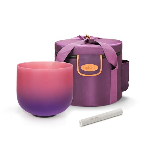 TOPFUND Pink Purple F Note Crystal Singing Bowl Heart Chakra 8 inch with Carrying Case and Suede Mallet - color: Pink Purple F Note, size: 8 inch