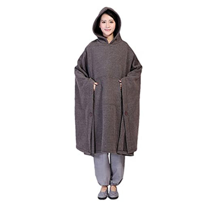 QIEZI Unisex Meditation Hooded Sit-in Cloak - color: Grey, size: XX-Large