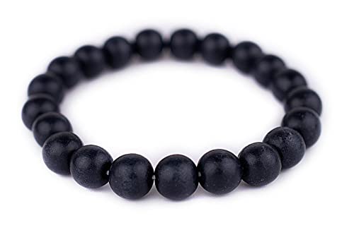Wood Bead Bracelet - color: Charcoal Black, size: Large Beads