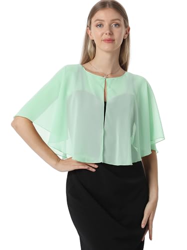 Chiffon Capelet Soft capes Shawls and Wraps for Evening Dress Wedding Cape 1920s shawl accessories for women - color: Mint Green