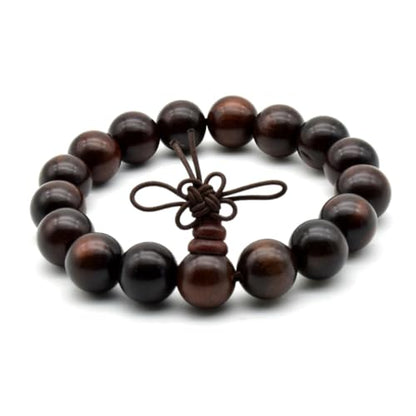 Zen Dear Unisex Natural Rosewood Prayer Beads Buddha Buddhist Prayer Meditation Mala Necklace Bracelet - style: 12mm 17 beads