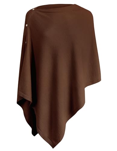 PULI Women's Versatile Knitted Shawls Scarf Poncho Sweater with Buttons Lightweight Spring Summer Fall Wraps - color: A-caramel