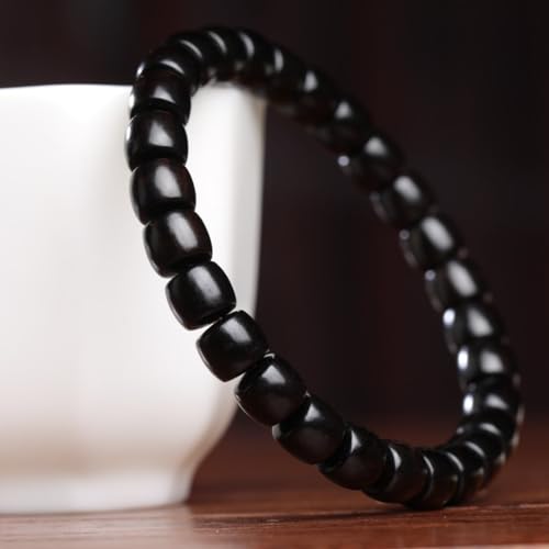 Zen Dear Unisex Natural Ebony Wood Buddhist Prayer Bead Necklace Bracelet Tibetan Prayer Mala Beaded Black - style: 7mmx8mm 28barrel beads