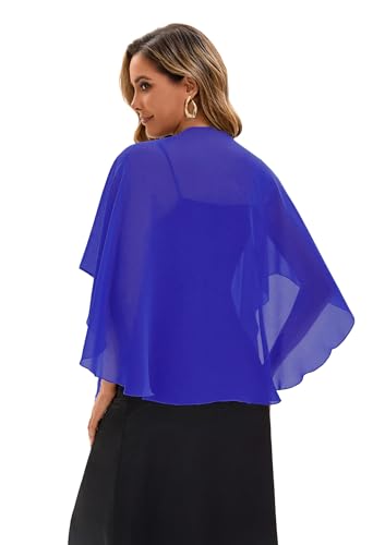 Baoqiya Chiffon Shawl Evening Scarf Shawls and Wraps for Women Wedding Party Bridal Scarves Cover Ups - color: Royal Blue