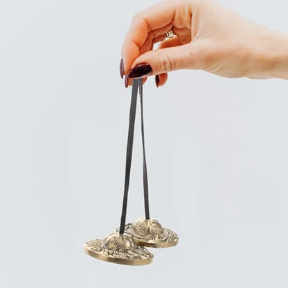 Tibetan Style Meditation Brass Chime Bells Handcrafted Percussion Instrument with Dragon Motif for Mindfulness Yoga and Healing