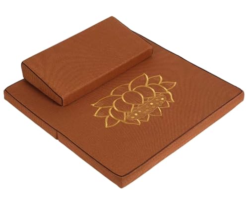 Portable Foldable Floor Cushion Made of Coconut Fiber and Linen, Square, Handmade, Meditation Mat, Large Meditation Cushion(Size:70x70cm(28x28inch),Color:Earthy Yellow-1) - color: Earthy Yellow-1, size: 70x70cm(28x28inch)
