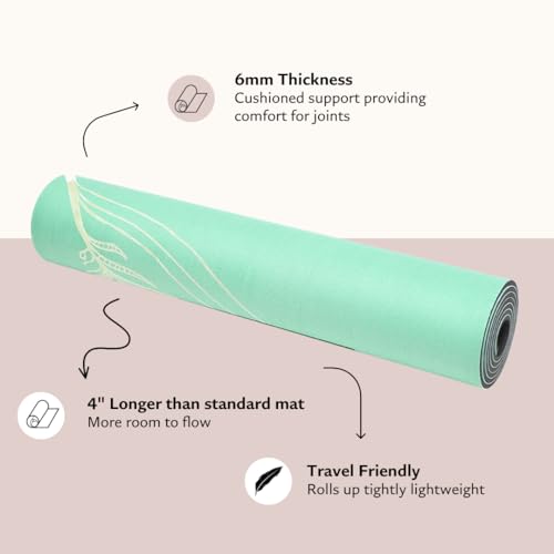 Shakti Warrior TPE Yoga Mat - Artist Designed, Premium eco friendly mats, Non Slip, Non toxic, Great For Regular & Hot Yoga, Pilates and Workouts (72 inch x 24 inch x 6mm thick) - color: Feather