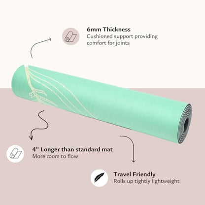 Shakti Warrior TPE Yoga Mat - Artist Designed, Premium eco friendly mats, Non Slip, Non toxic, Great For Regular & Hot Yoga, Pilates and Workouts (72 inch x 24 inch x 6mm thick) - color: Feather