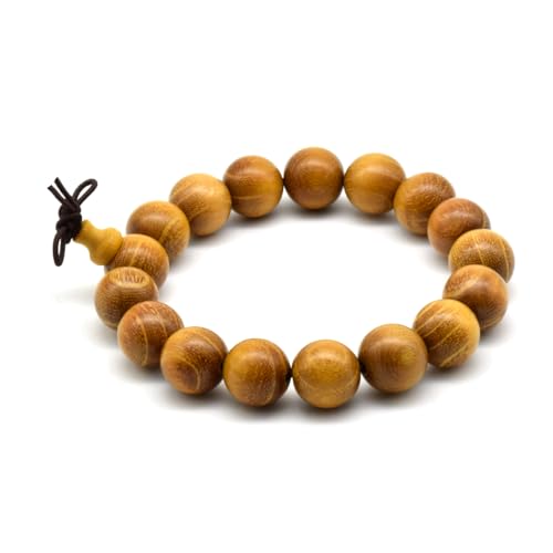 Zen Dear Natural Golden Sandalwood Mexican Bocote Mala Prayer Bead Bracelet Link Wrist Necklace Mala Beads - style: 12mm 17 beads