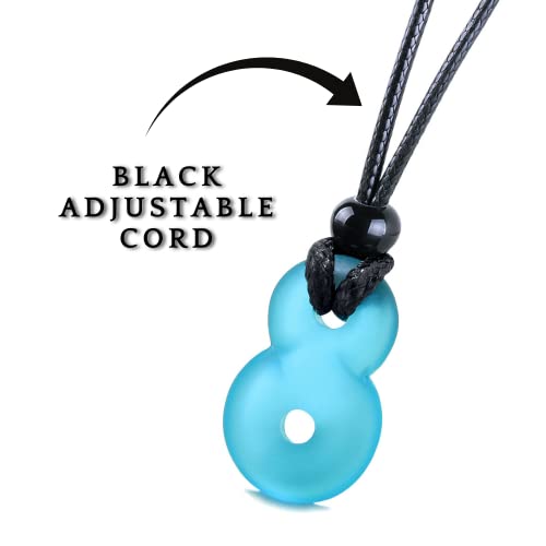 Infinity Necklace - Sea Glass Jewelry - Positive Vibes Collection - Cute Meditation Crystals - Spiritual Gifts for Yoga Lovers - High Vibration Tibetan Symbols - Cool and Trendy Good Luck Amulets - color: Aqua Blue Sea Glass Necklace