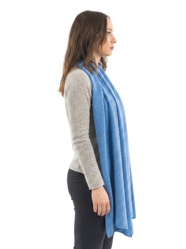 Dalle Piane Cashmere Womens Wool Cashmere Blend Stole Soft Italian Shawl Wrap for Wedding Evening Gift Made in Italy - color: Light Blue