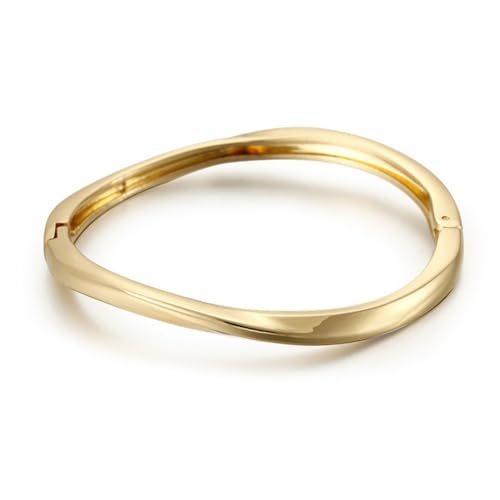 Minimalist Gold Bangle Bracelet, Polished Cuff Bracelets Stackable Birthday Gift for Women - color: Gold 1
