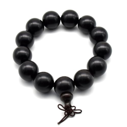 Zen Dear Unisex Natural Ebony Wood Buddhist Prayer Bead Necklace Bracelet Tibetan Prayer Mala Beaded Black - style: 18mm 13beads