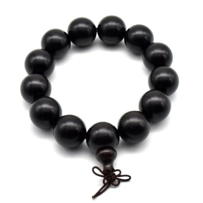 Zen Dear Unisex Natural Ebony Wood Buddhist Prayer Bead Necklace Bracelet Tibetan Prayer Mala Beaded Black - style: 18mm 13beads
