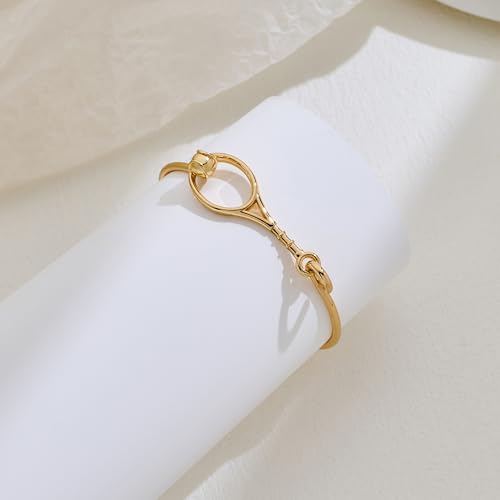 Dainty Gold Bracelet for Women Simple Thin Cuff Bangle Hook Bracelet 18K Gold Plated Elegant and Minimalist Jewelry for Everyday Wear