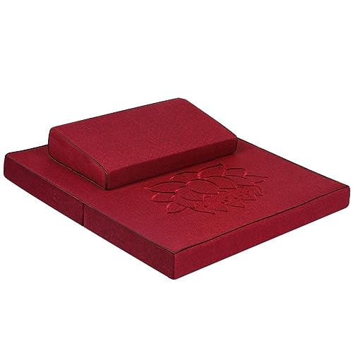 Meditation Cushion Folding Coconut Silk Meditation Meditation Cushion Thickened Yoga Cushion Pillow Cushion Kneeling Buddha Futon Meditation Accessories (Color : Red, Size : 60 * 60cm)