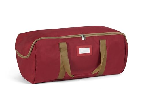 Covermates Keepsakes Storage Duffel Bag, Heavy Duty 600D Polyester, Reinforced Handles, ID Window, Dual Zipper Closure, Closet Garage Attic Organization for Bulky Items, Red - color: Red Heavy Duty Polyester, size: 24W x 16D x 11H