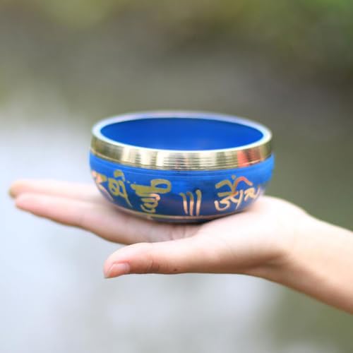 Tibetan Singing Bowl Meditation Handmade, Copper Yoga Sound Buddha Chime Ornament Singing Bowls(10.5cm) - size: 10.5cm