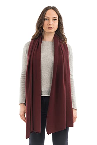 Dalle Piane Cashmere Womens Wool Cashmere Blend Stole Soft Italian Shawl Wrap for Wedding Evening Gift Made in Italy - color: Bordeaux
