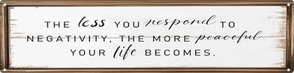 Negativity Response Metal Sign 4x16in Motivational Plaque for Yoga Room Meditation Wall Art
